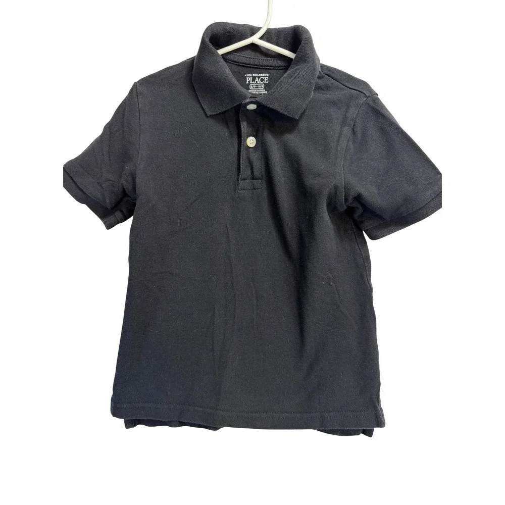 The Childrens Place Boys Navy Blue Short Sleeve Pique Polo Shirt Size S 5/6